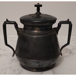 Meriden Hotel Sugar Bowl And Lid Antique Etched Silver Plate B16